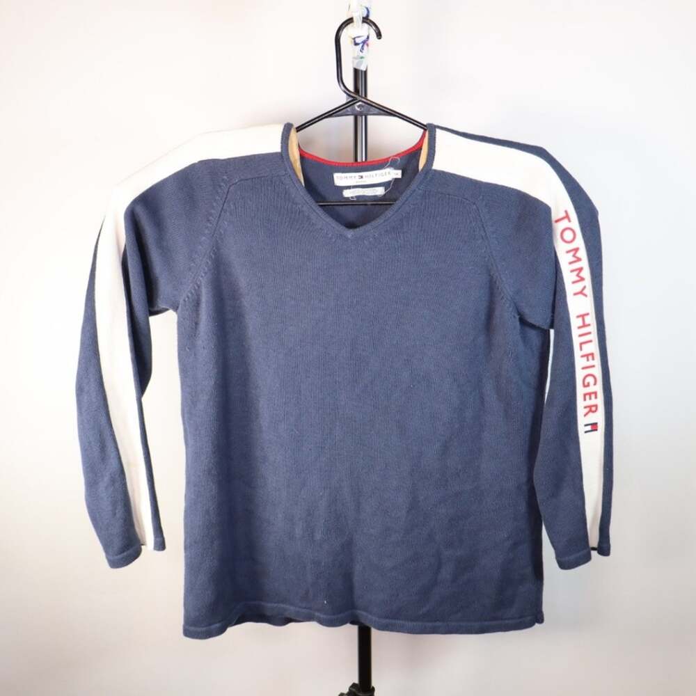 Tommy Hilfiger Shirt Details Navy Blue White Red Sweater Womens Size 1X